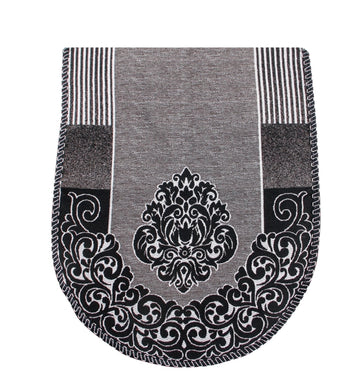 Nendle Damask Design Concept Sofa Set Covers 5 Seater with 80% Cotton & 20% Jute (Black, Pack of 6)